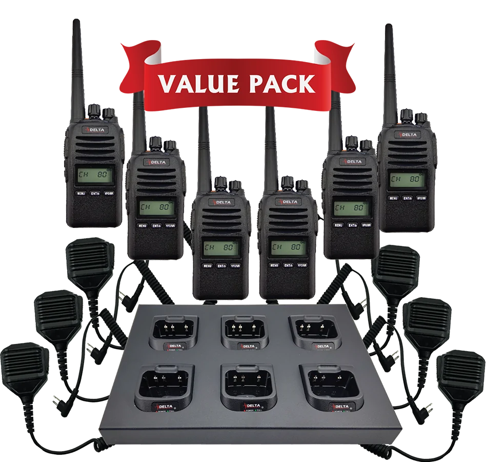 Delta AS310 UHF 6 Pack Commercial Two-Way Radio Bundle