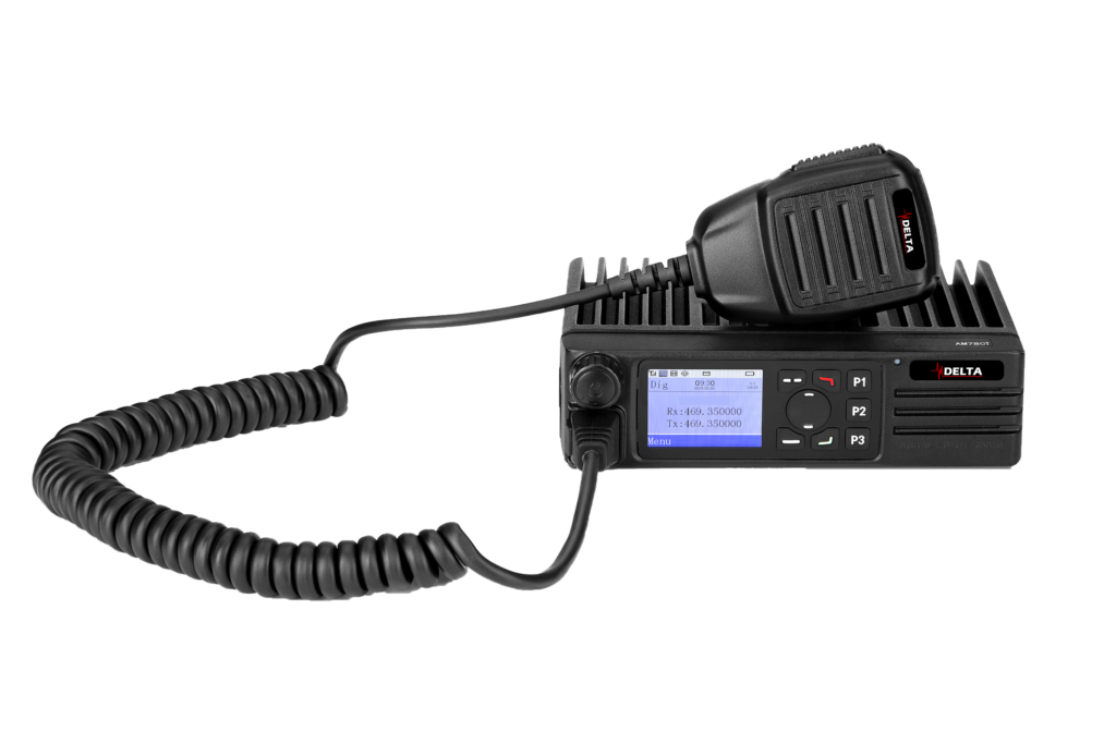 Delta DV-520 digital DMR mobile two-way radio with hand microphone for vehicle communications