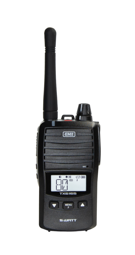 GME TX6165X black 5W UHF CB handheld radio with IP67 waterproof protection