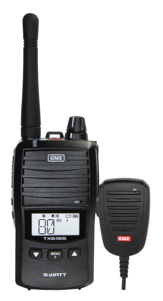 GME TX6165XM 5W IP67 UHF CB handheld radio with waterproof speaker microphone